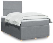 Cama boxspring com colchão 120x190 cm tecido cinzento-claro