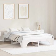 vidaXL Cama Branca 160x200 cm de Madeira de Pinho Maciça