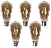 Conjunto de 5 E27 dimbare LED lamp ST64 smoke 2W 200 lm 2700K