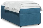 Cama com molas/colchão 100x200 cm veludo azul-escuro