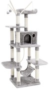 Árvore para gatos FEANDREA, Condomínio para gatos com rede, poleiro, torre para gatos, cinza claro PCT86W