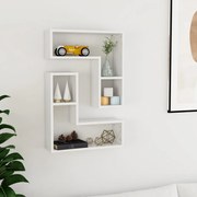 vidaXL Estantes de parede 2 pcs derivados de madeira branco brilhante
