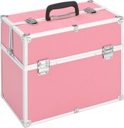 vidaXL Caixa de maquilhagem 38x23x34 cm alumínio cor-de-rosa