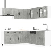 11 peças armário de cozinha conjunto Kalmar concreto cinza