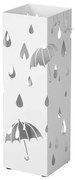 Suporte para guarda-chuva de metal SONGMICS, suporte para guarda-chuva quadrado com bandeja coletora e 4 ganchos, 15,5 x 15,5 x 49 cm, branco LUC49W