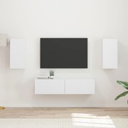 vidaXL Conjunto de móvel de TV 4 pcs Branco Madeira processada