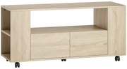 HOMCOM Móvel de TV com Rodas para Televisão até 42 Polegadas com 2 Gavetas Prateleiras Ajustáveis 102x34,5x48,5 cm Madeira | Aosom Portugal