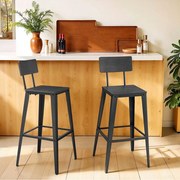 Conjunto de 2 bancos altos bar com encosto em Preto cinza + Preto