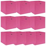 Caixas de arrumação 10 pcs 32x32x32 cm tecido rosa