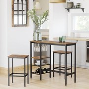 Mesa alta tipo bar com prateleira para garrafas e copos | VASAGLE | 110 x 40 x 90 cm | preto | LBT013B01.
