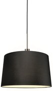 Candeeiro de suspensão moderno em aço com abajur 45 cm preto - Combi 1 Country / Rústico,Moderno