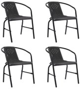 vidaXL Cadeiras de jardim 4 pcs vime plástico e aço 110 kg