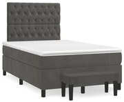 vidaXL Cama boxspring com colchão 120x190 cm veludo cinzento-escuro