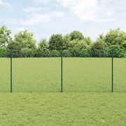 vidaXL Cerca Em Malha com 10 Postes U Verde 1x10 m Aço