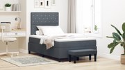 Cama Box Spring com Colchão e Banco Cinza Escuro 120x200 cm Veludo