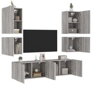 vidaXL 6 pcs móveis de parede p/ TV derivados de madeira cinza sonoma