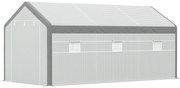 Outsunny Estufa Jardim com 2 portas e 6 janelas enrolaveis 600x300x280 cm Branco