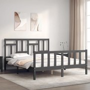 Estrutura de cama com cabeceira 160x200 cm madeira maciça cinza