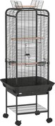 PawHut Gaiola Passaros com Rodas Poleiros Comedouros Prateleira e Bandeja Amovível 62,5x62,5x146 cm Cinza Escuro | Aosom Portugal