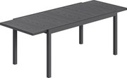 Outsunny Mesa de Jardim Extensível de Aço Tampo em Alumínio Efeito Madeira Pés Reguláveis 8-10 Pessoas 214x85x75 cm Cinza Antracite | Aosom Portugal