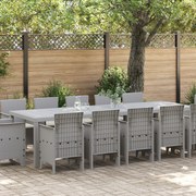 Conjunto de Jantar vidaXL de 13 peças com Almofadas Cinza Claro Rattan Poli