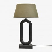 Candeeiro De Mesa Em Madeira De Manga Tiberia Preto Claro & Sage Green Ø40 Cm Monaco - Sklum