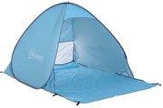 Outsunny Tenda Campismo Praia Camping Picnic Poliéster Aço Compacta Leve Fácil Montagem 200x150x119 cm Azul | Aosom Portugal