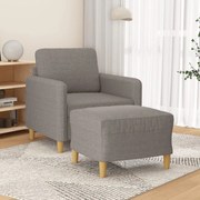 vidaXL Poltrona com apoio de pés 60 cm tecido cinza-acastanhado