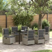vidaXL Conjunto de jantar de jardim 7 peças cinza claro em polyrattan