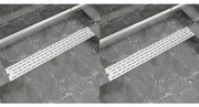 VidaXL Dreno de chuveiro linear 2 pcs linhas 830x140 mm aço inoxidável
