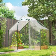 Estufa com Janela Porta Estrutura de Aço e Cobertura de Plástico Impermeável Anti-UV 180x100x168 cm Transparente
