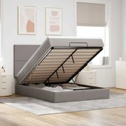 vidaXL Estrutura de cama otomana com colchão tecido cinzento 140x200cm