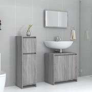 vidaXL 3 pcs Conjunto móveis casa de banho madeira proc. cinza sonoma