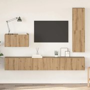 vidaXL Conjunto de móvel de TV com gaveta com prateleira 4 pcs carvalho artisiano