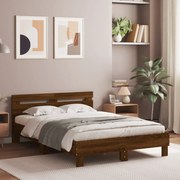 vidaXL Estrutura cama cabeceira/luzes LED 120x190cm carvalho castanho