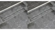VidaXL Dreno de chuveiro linear 2 pcs 830x140 mm aço inoxidável