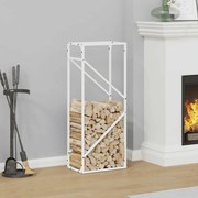 vidaXL Suporte para lenha 40x25x100 cm aço laminado a frio branco