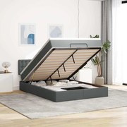 Cama otomana com colchão 140x200 cm tecido cinzento escuro