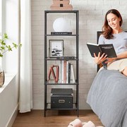 Estante com 5 prateleiras de fácil montagem 30 x 40 x 124,5 cm Preto transparente