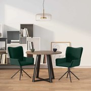 vidaXL Cadeiras de jantar giratorias 2 pcs veludo verde-escuro