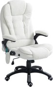 Vinsetto Cadeira Massagem 6 Pontos Reclinável 130° Função Aquecimento Tecido Borrego Confortável Elegante 67x74x107-116 cm Branco | Aosom Portugal