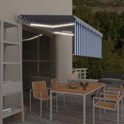vidaXL Toldo automático c/ estore/LED/sensor vento 3x2,5m azul/branco