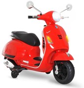 HOMCOM Mota Elétrica para Crianças com Licença Vespa com Música Velocidade 2-3 km/h e Buzina 102x50,5x75,5 cm Vermelha | Aosom Portugal