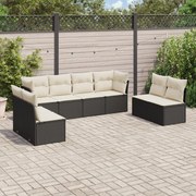 vidaXL 8 pcs conjunto sofás de jardim com almofadões vime PE preto
