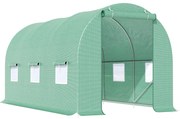 Estufa Túnel 445x190x200 cm Estufa de Jardim com 6 Janelas 1 Porta e C