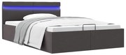 vidaXL Cama hidráulica c/ arrumação LED 120x200cm tecido cinza-escuro