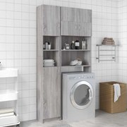 vidaXL Armário WC 32x25,5x190 cm derivados de madeira sonoma cinza