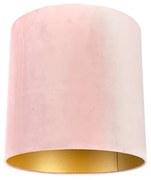 Abajur de veludo rosa 40/40/40 com interior dourado