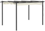 Outsunny Pérgola de Alumínio 4x3 Pérgola de Jardim com Teto Retrátil Tecido de Poliéster e 8 Orifícios de Drenagem para Pátio Terraço Exterior Creme