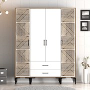 Roupeiro Kumsal PTP – Nogueira e Branco – 160 x 47,5 x 201,4 cm